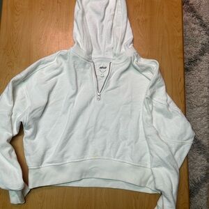 Aerie White Half-Zip Hoodie
